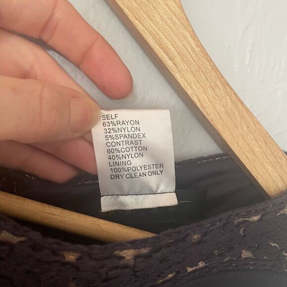 Tadashi Shoji Dress Women Small Blue Midi Navy Nude Pintuck Jersey Lace Tank - Picture 3 of 8